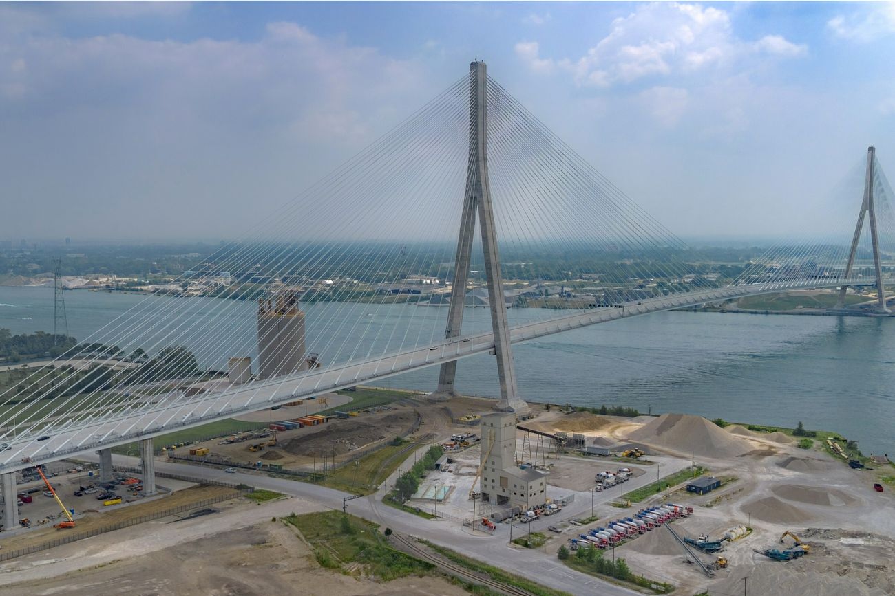 The Gordie Howe International Bridge across the Detroit River